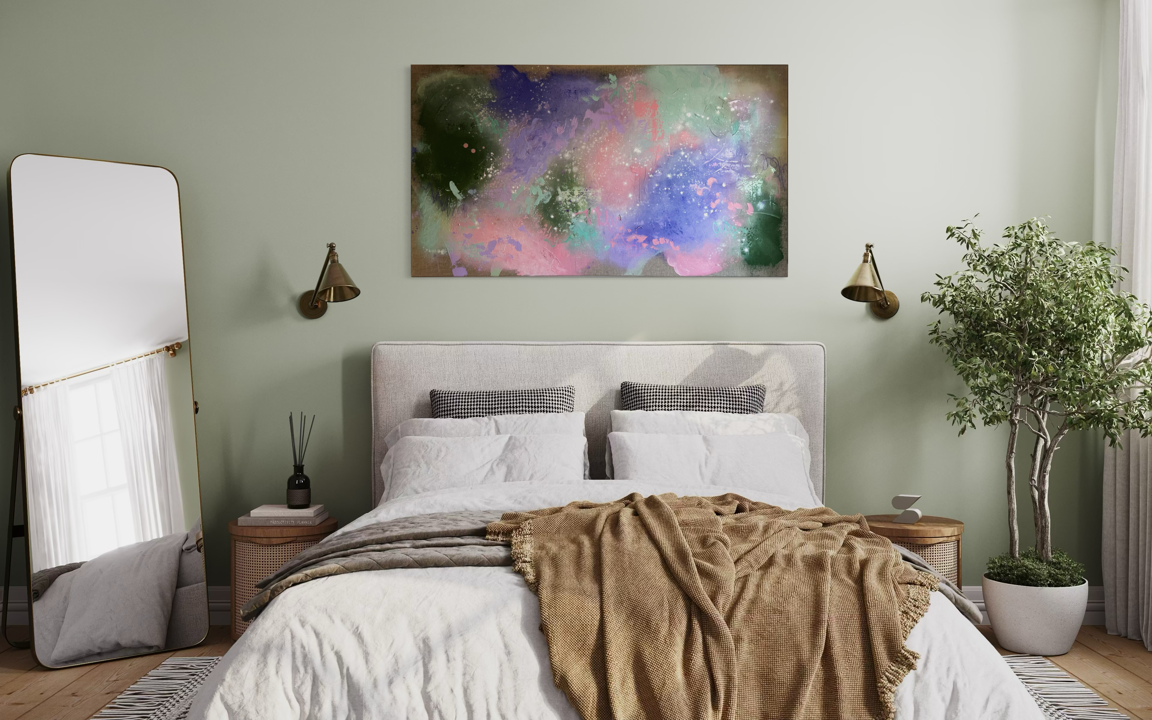 Pastel Sky Lullaby – großformatiges abstraktes Gemälde 90x160 cm, 1.365 €, inkl. weißem Rahmen, Sarah-Sophie Isaakson